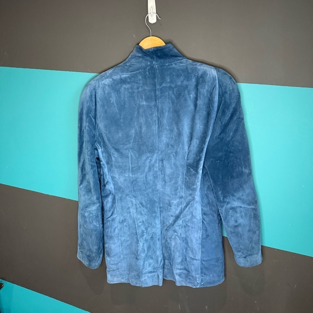 Danier women Blue Suede Blazer and Skirt set size 8 - Picture 6 of 15